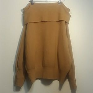 Camel off-the-shoulder sweater